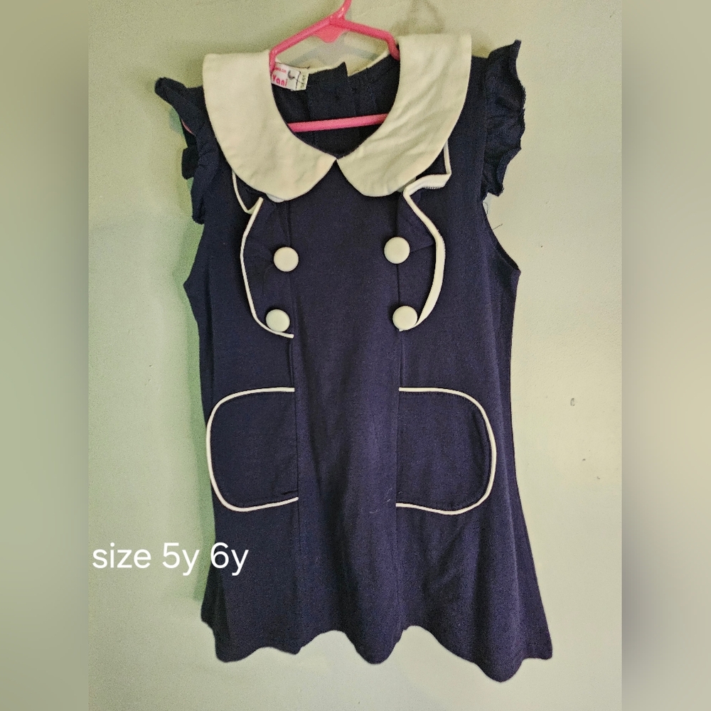 Blue and white dress girls size 5/6